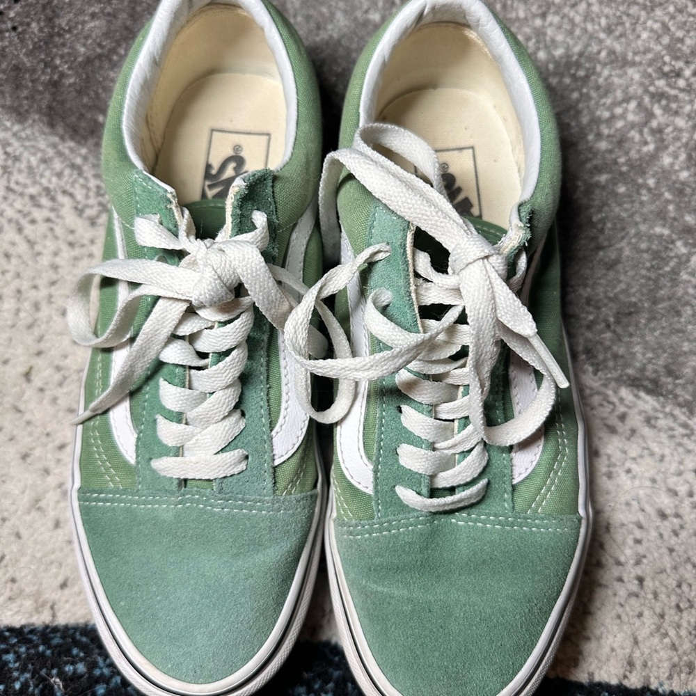 Vans Classic Green and White Women's Sneakers